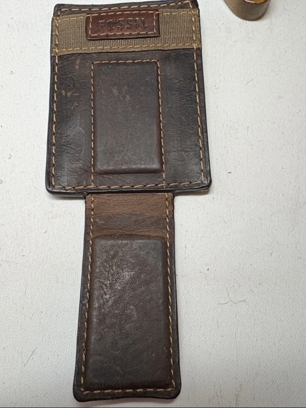 Fossil Brown Leather Magnetic Money Clip Card Holder
